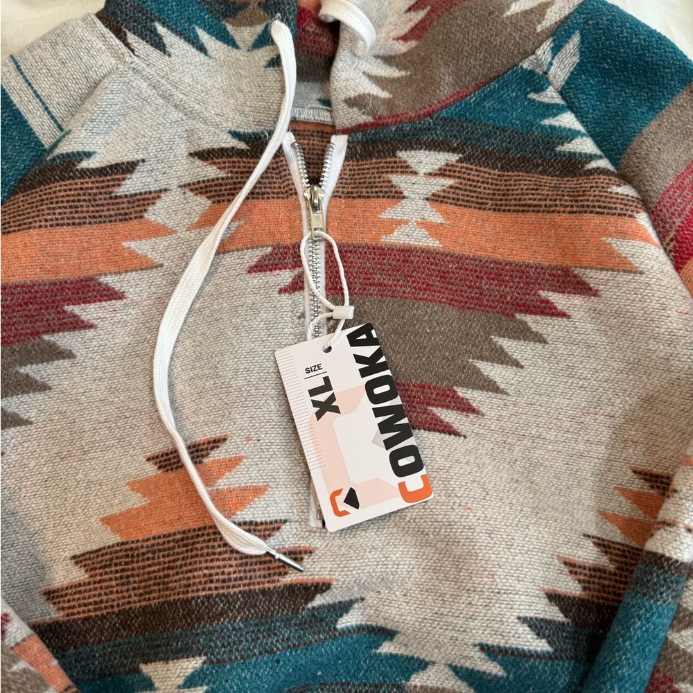 New Aztec/western print quarter zip with hoody